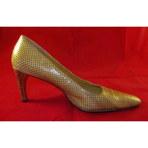GUCCI VINTAGE Snakeskin Python Pumps Pale Yellow - Picture 1 of 4